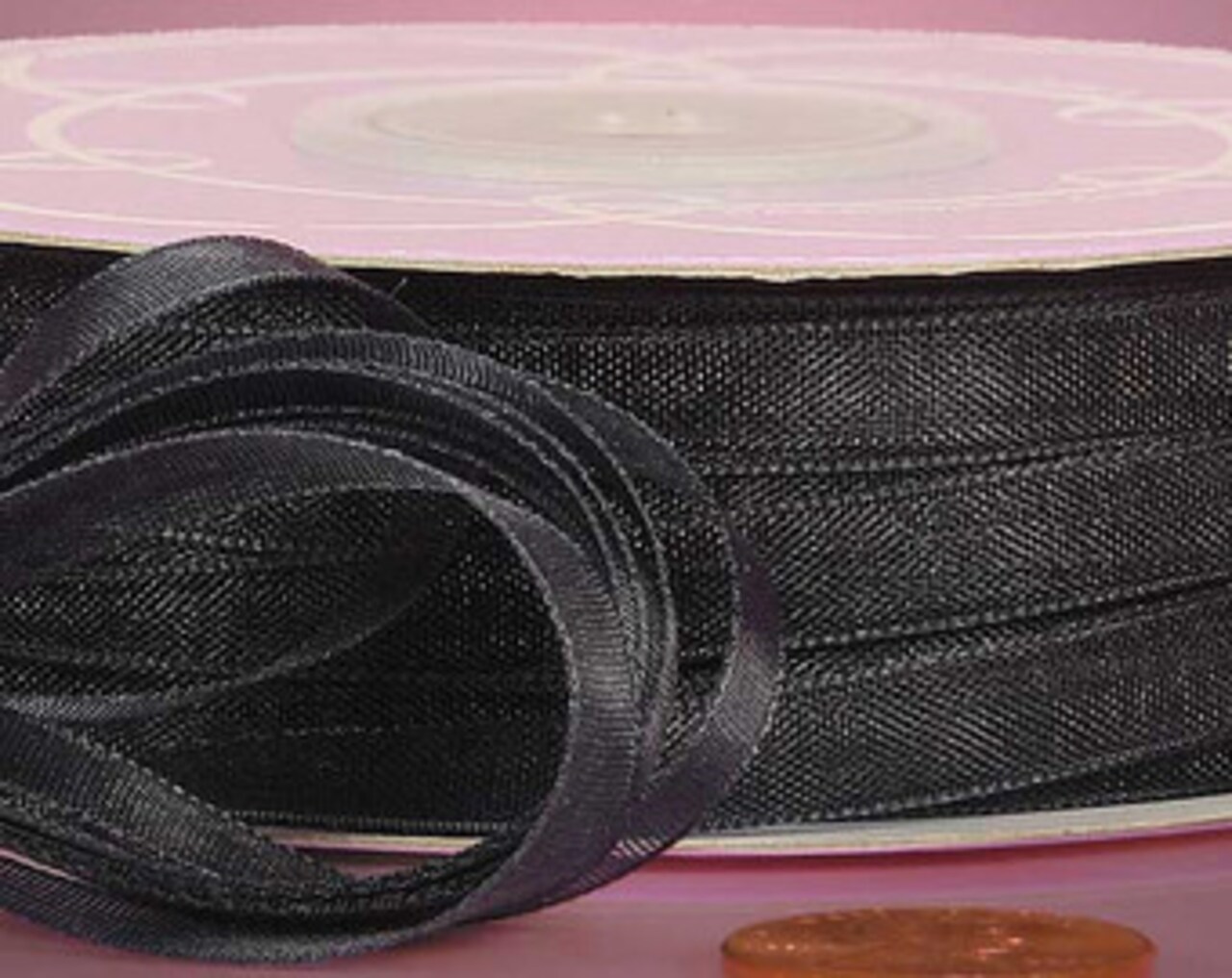 The Ribbon People Jet Black Solid Woven Edge Craft Ribbon 1" x 60 Yards